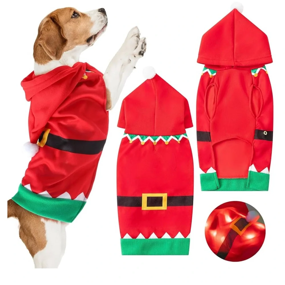 LED light-up Dog/Cat Santa Christmas Costume -Medium